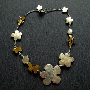 RLM Andy Warhol Sterling Silver 925 Brass Flower Bug Ladies Statement Necklace